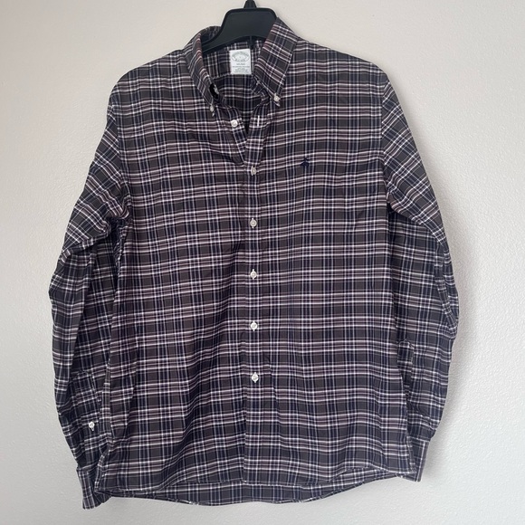 Brooks Brothers Other - Brooks Brothers Milano Original Collar Button Down Plaid Purple‎ White Large